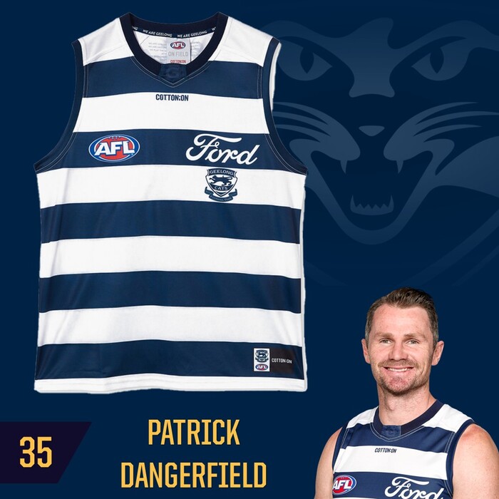 Photo of Patrick Dangerfield #35 Geelong Cats 2025 Grand Final Match-Worn Guernsey