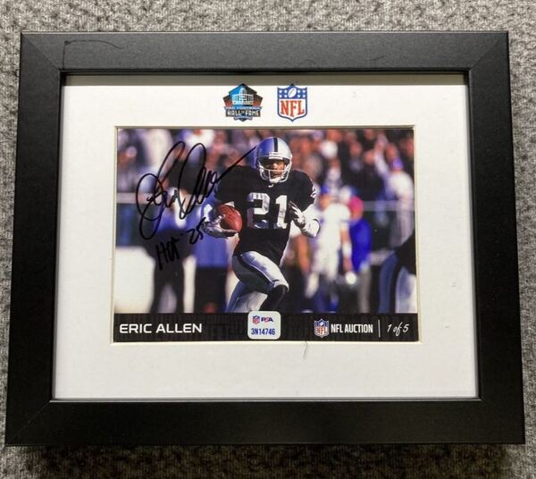 HOF - Raiders Eric Allen NFL Auction Exclusive Signed 5x7 Framed Photo I...