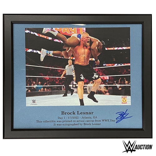 Brock Lesnar SIGNED and USED Ring Canvas Photo Frame Printed Directly On Ring Canvas (Day 1 1/1/2022)
