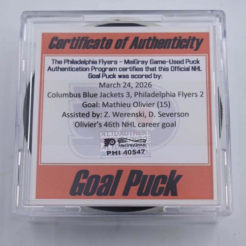 Image of Olivier, Mathieu - Columbus Blue Jackets - March 24, 2026 at Philadelphia Flyers (Flyers Logo)
