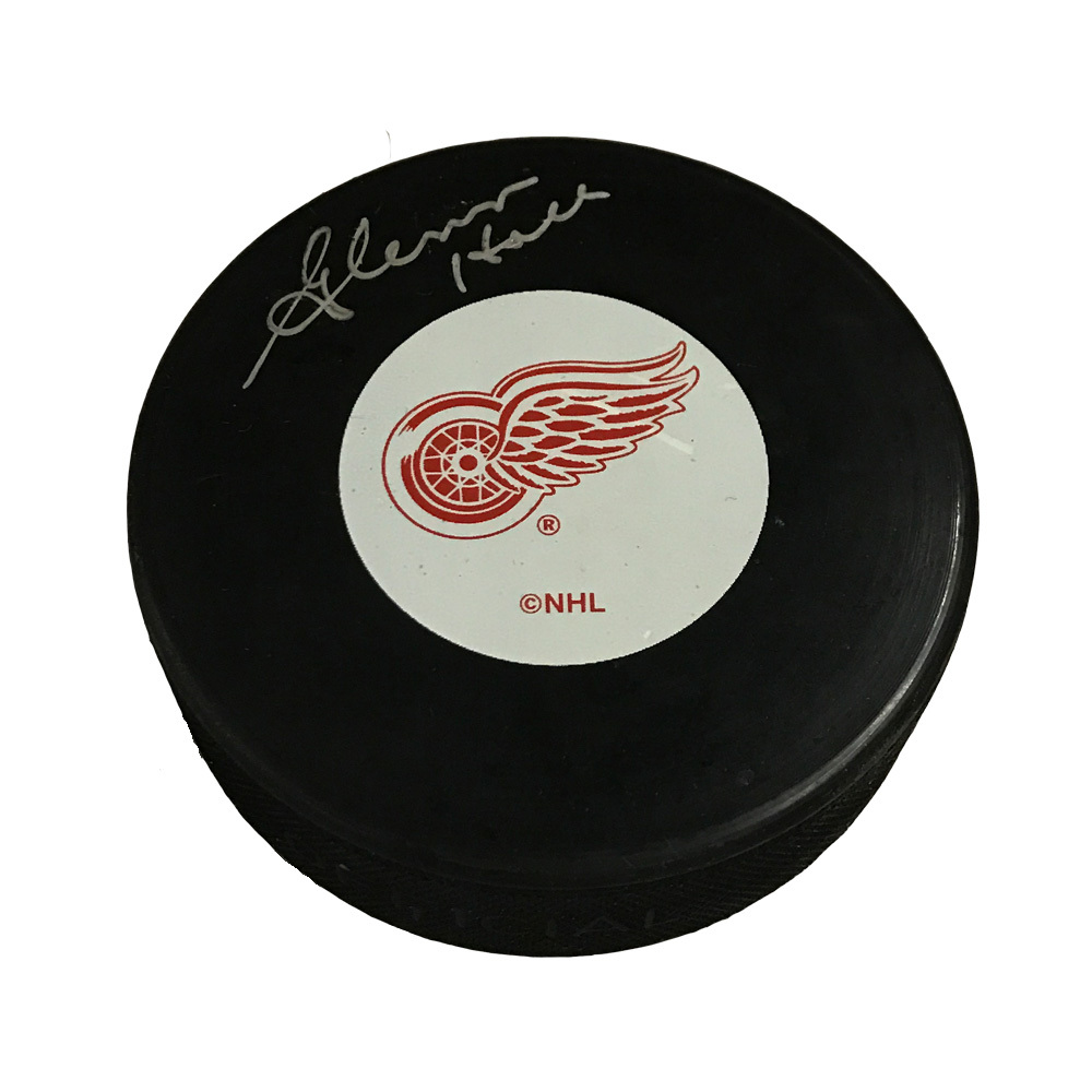 GLENN HALL Signed Detroit Red Wings Original 6 Logo Puck