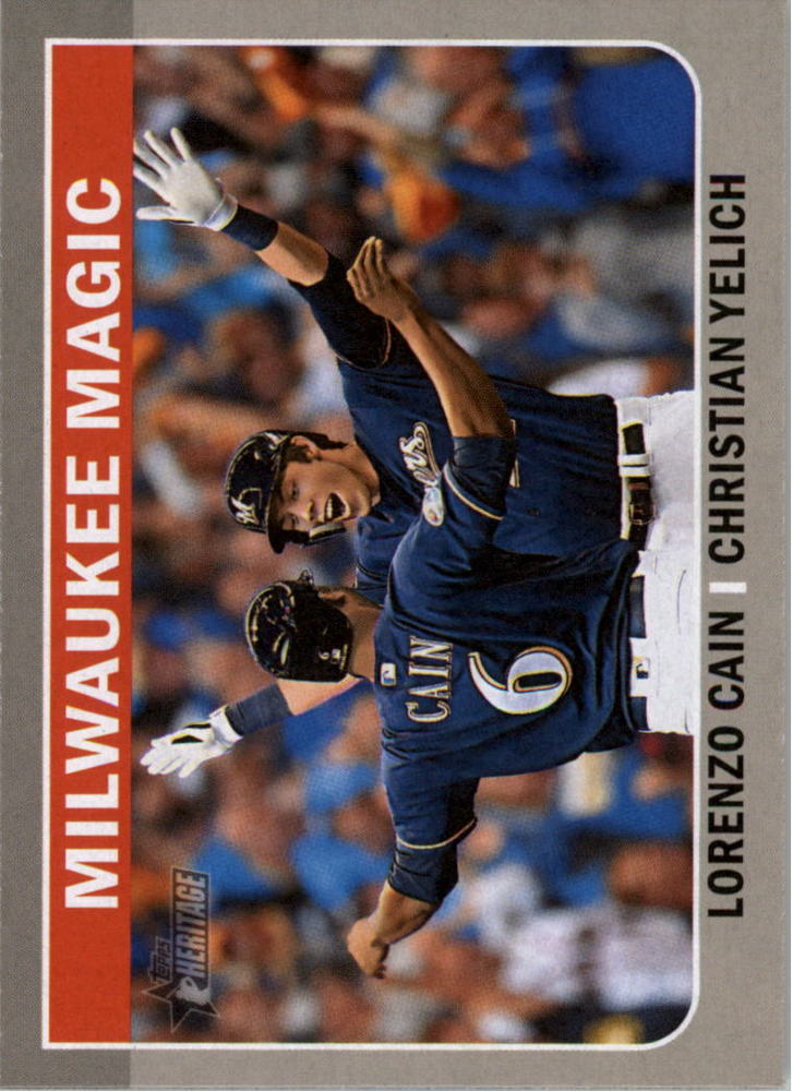 2019 Topps Heritage Combo Cards #CC10 Christian Yelich/Lorenzo Cain