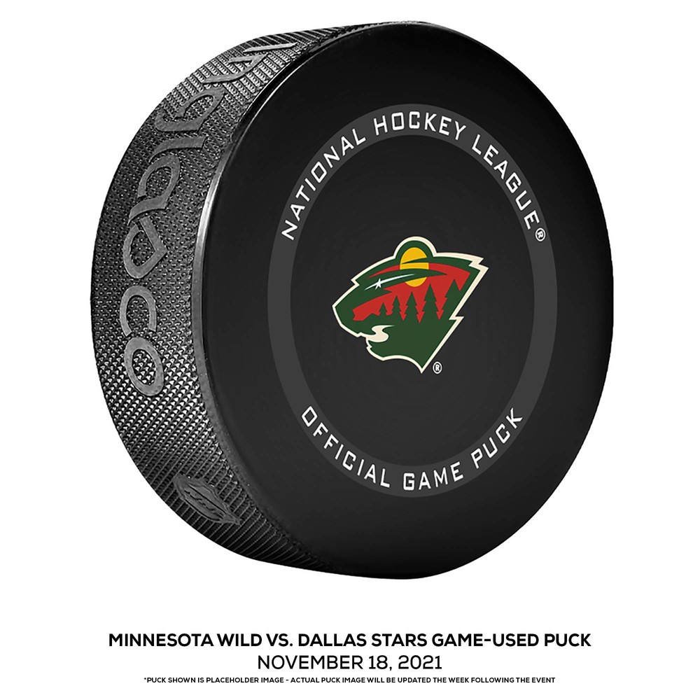 Minnesota Wild GameUsed Puck vs. Dallas Stars on November 18, 2021