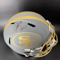 HOF - 49ers Patrick Willis Signed Replica Slate Speed Helmet with HOF 24...