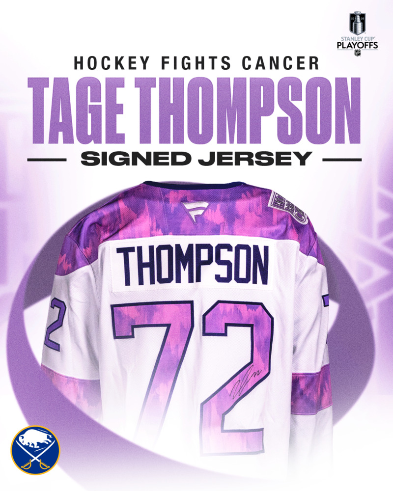 Tage Thompson Autographed Hockey Fights Cancer Jersey - Buffalo Sabres