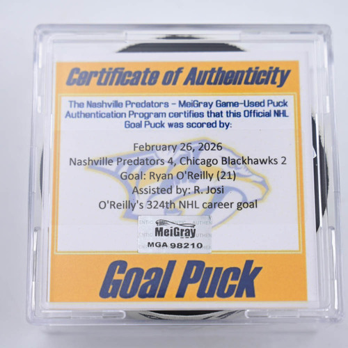 Image of O'Reilly, Ryan - Nashville Predators - February 26, 2026 vs. Chicago Blackhawks (Predators Logo)