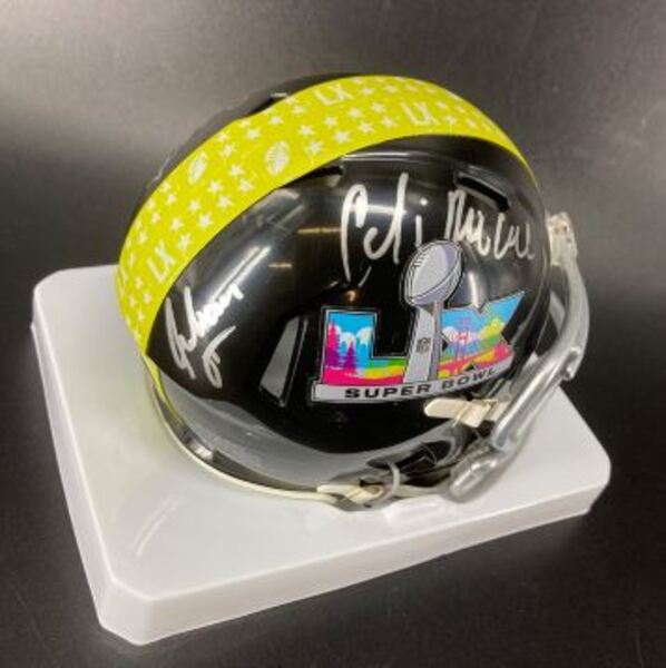 NFL - Multi Signed Super Bowl LX Mini Helmet Signed by ASL Crew Fred Bea...