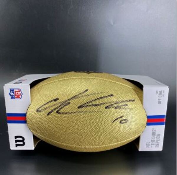 NFL - Jets Cade Klubnik Signed Gold Composite Football