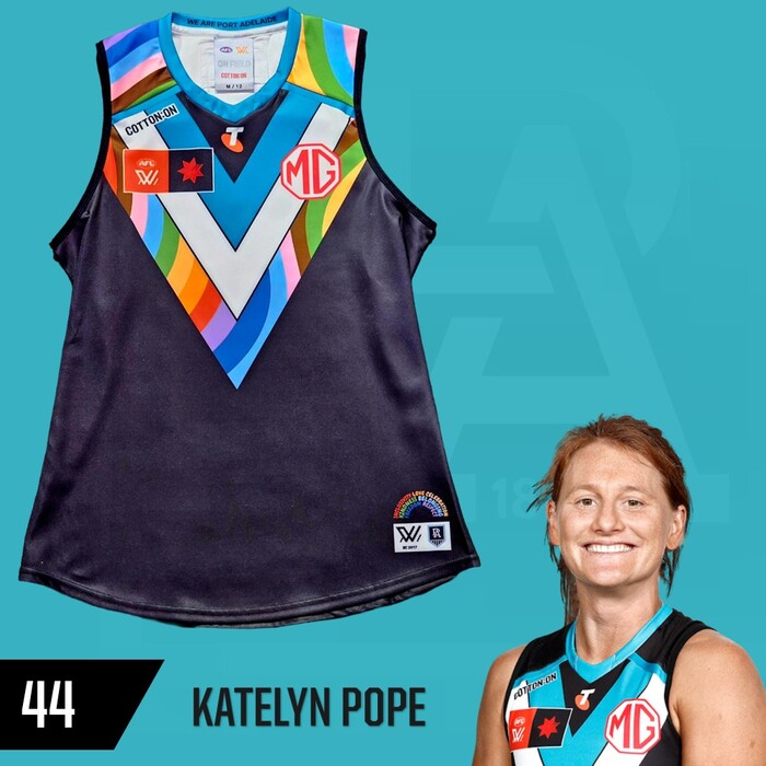 Photo of Katelyn Pope #44 Port Adelaide 2025 Pride Match-Worn Guernsey
