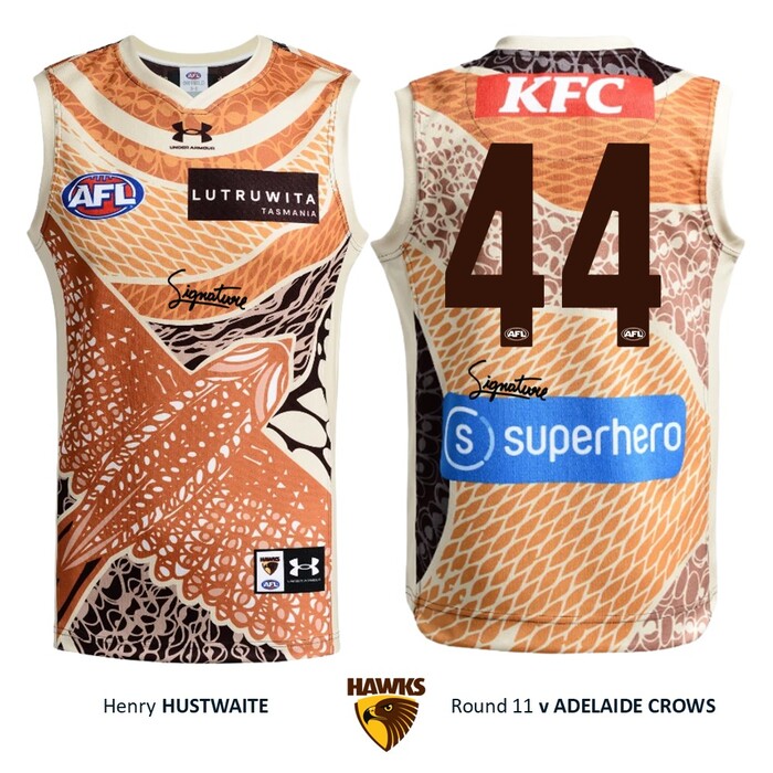 Photo of Henry Hustwaite #44 Hawthorn 2026 Indigenous Guernsey