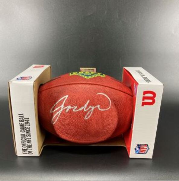 NFL - Saints Jordyn Tyson Signed Authentic Football with Draft Logo