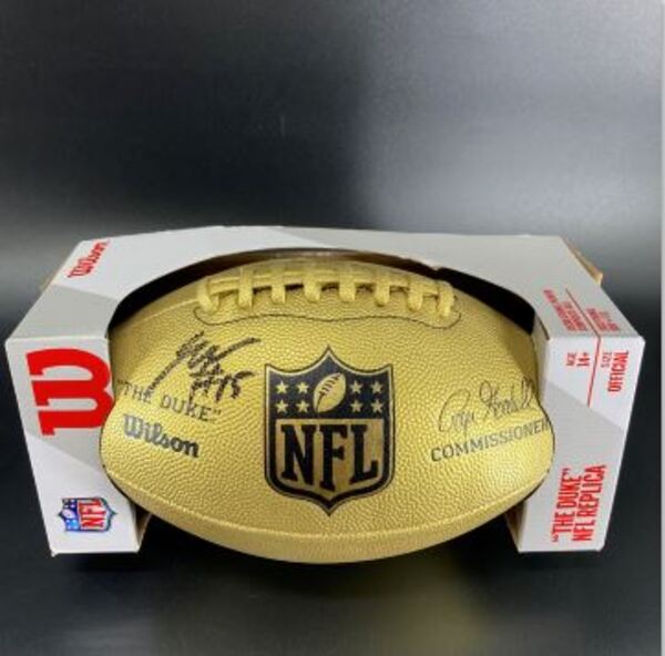 NFL - Buccaneers Jalen McMillan Signed Gold Composite Football