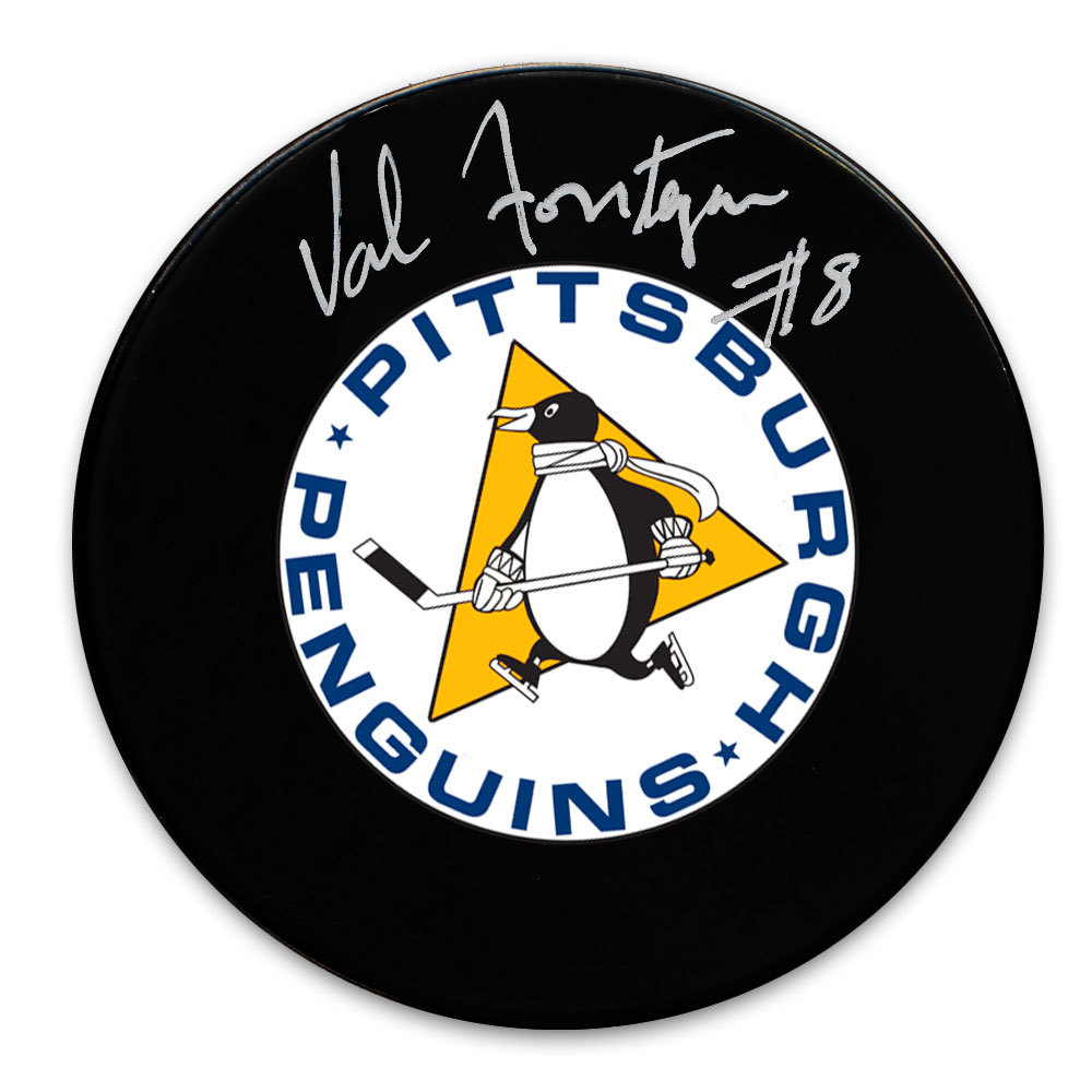 Val Fonteyne Pittsburgh Penguins Retro Autographed Puck