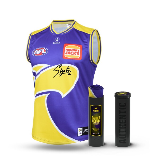 Dom Sheed #4 West Coast Eagles Signed 2025 Electric Eagle Gather Round Player-Issued Guernsey
