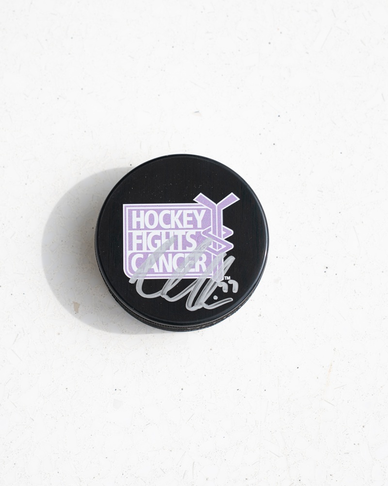 Victor Hedman Autographed Hockey Fights Cancer Puck - Tampa Bay Lightning