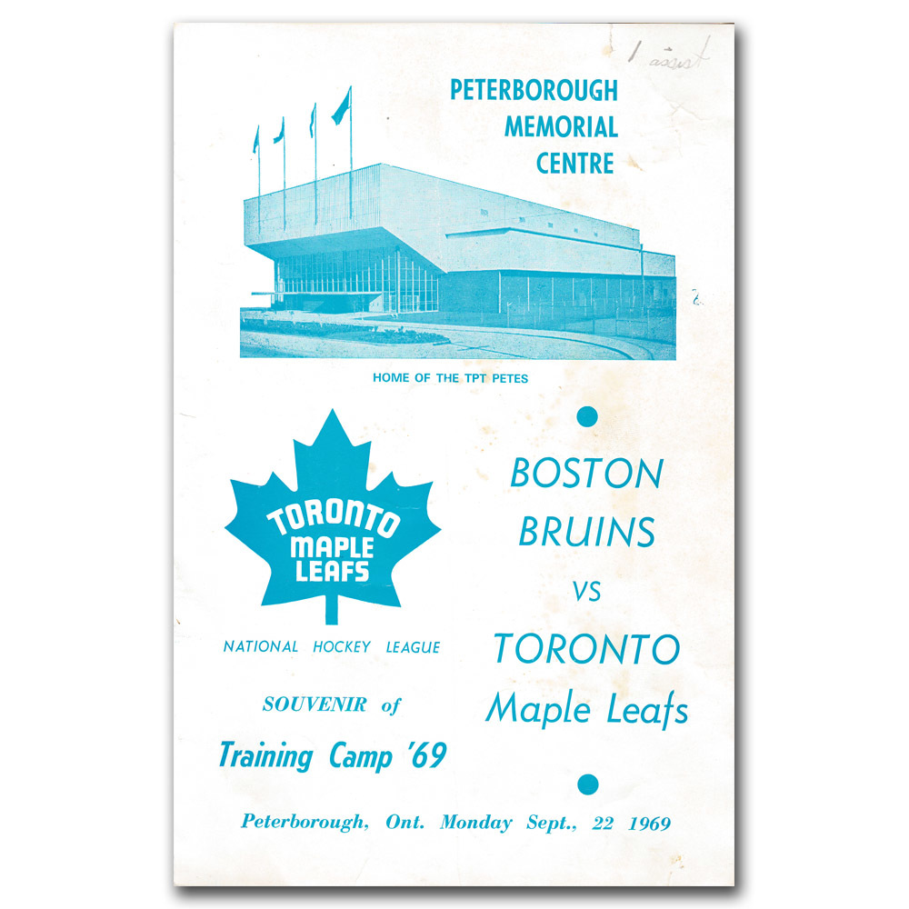 Toronto Maple Leafs 1969 Training Camp Line-up Card - Peterborough Memorial Centre