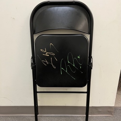 Edge and Roman Reigns SIGNED and USED Chair (WWE ThunderDome) Auction 1