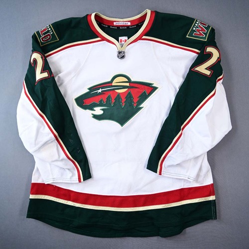 Image of Clutterbuck, Cal - Minnesota Wild - Game-Worn White Set 1 Jersey - 2011-12 NHL Season