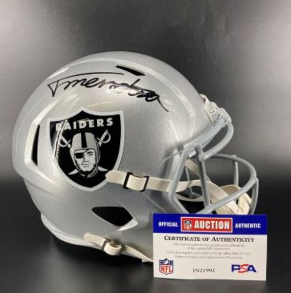 NFL - Raiders Fernando Mendoza Signed Replica Speed Helmet (Slight Smudg...