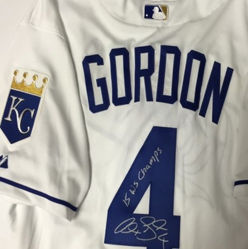 Photo of Alex Gordon Autographed "15 WS Champs" Royals Jersey