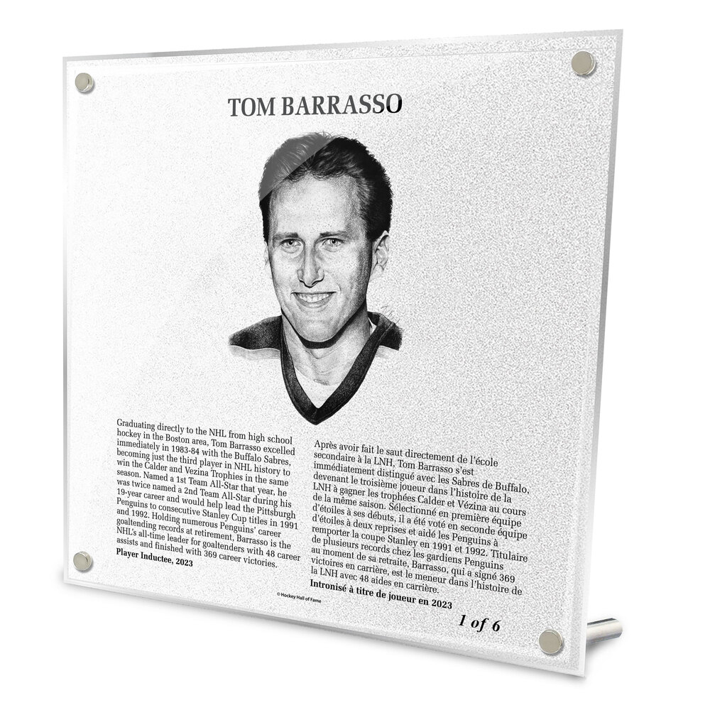 Tom Barrasso Autographed Legends Line Honoured Member Plaque - Limited Edition 1/6