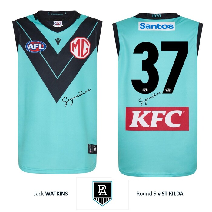 Photo of Jack Watkins #37 Port Adelaide 2026 Gather Round Guernsey