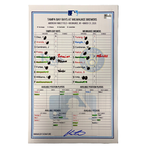 Game-Used or Autographed Line-Up Cards | MLB Auctions
