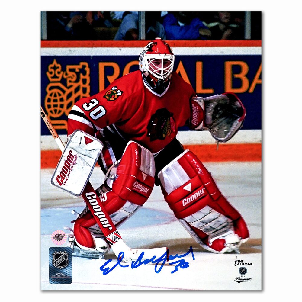 Ed Belfour Autographed Chicago Black Hawks Home 8x10 Photo