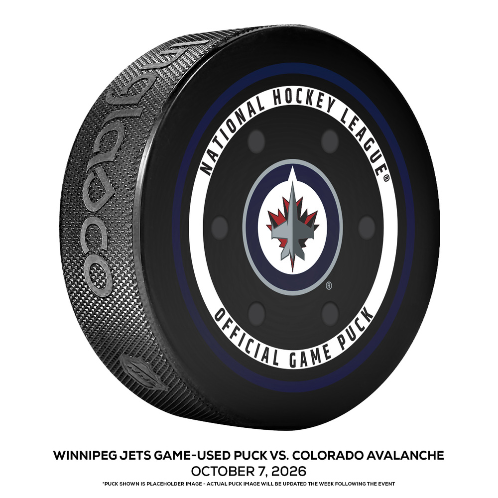 Winnipeg Jets Game-Used Puck vs. Colorado Avalanche on October 7, 2026 - Kyle Connor (WPG) Scores Game-Winner, Jets Hand Avalanche 1st Loss (Not Goal Puck)