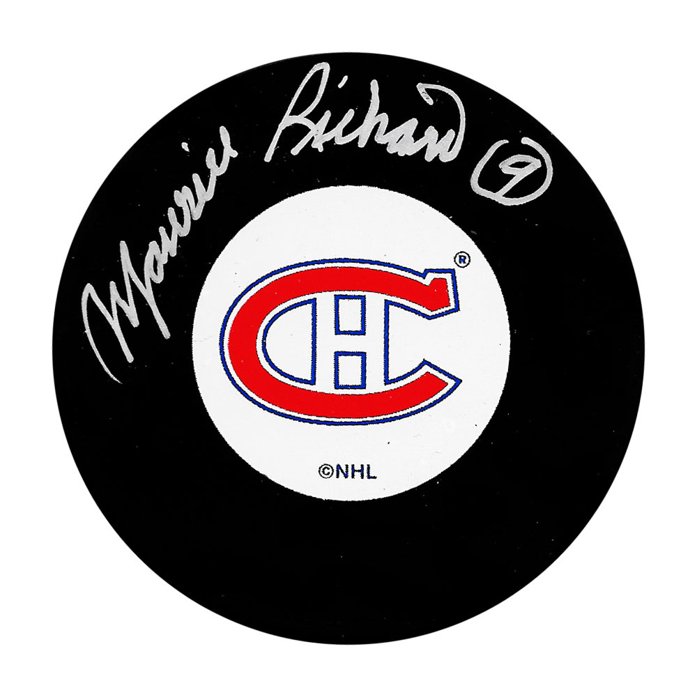 Maurice Richard Autographed Montreal Canadiens Vintage InGlasCo Puck