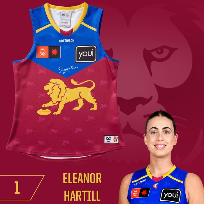 Photo of Eleanor Hartill #1 Brisbane Lions 2025 AFLW Grand Final Match-Worn Guernsey