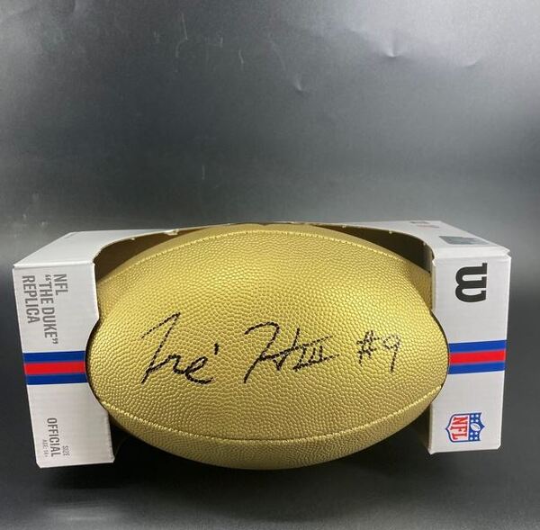 NFL - Chargers Tre Harris Signed Gold Composite Football