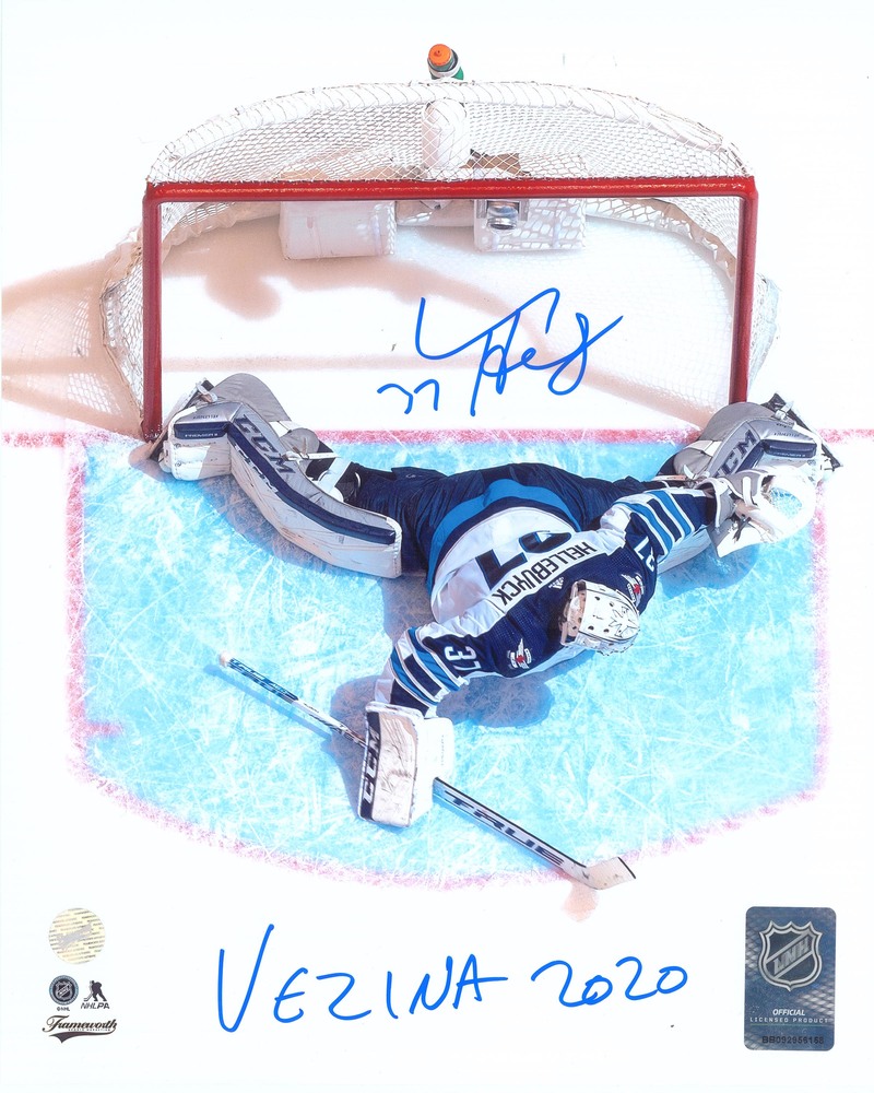 Connor Hellebuyck Signed 8x10 Unframed Jets insc