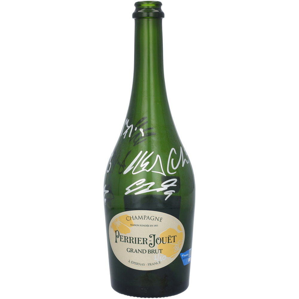 Florida Panthers Autographed 2025 Stanley Cup Champions Celebration-Used Locker Room Perrier Champagne Bottle with 7 Signatures - Limited Edition of 10