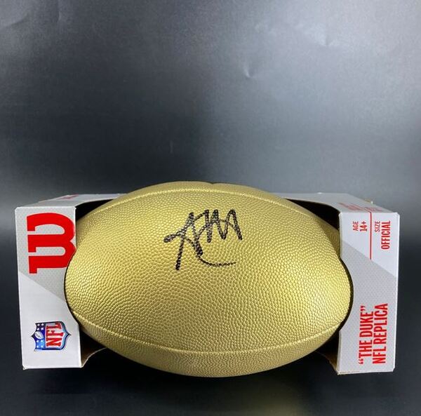 NFL - Colts Adonai Mitchell Signed Gold Composite Football