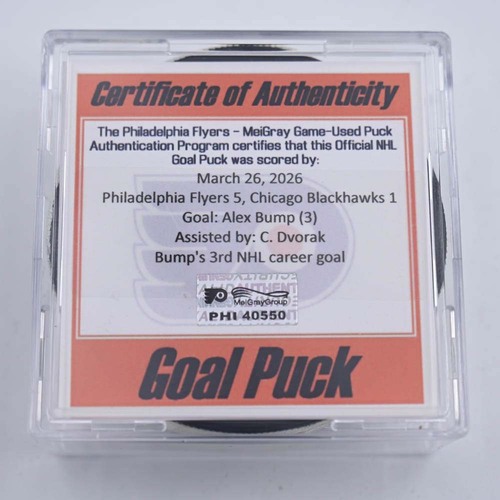Image of Bump, Alex - Philadelphia Flyers - March 26, 2026 vs Chicago Blackhawks (Flyers Logo)