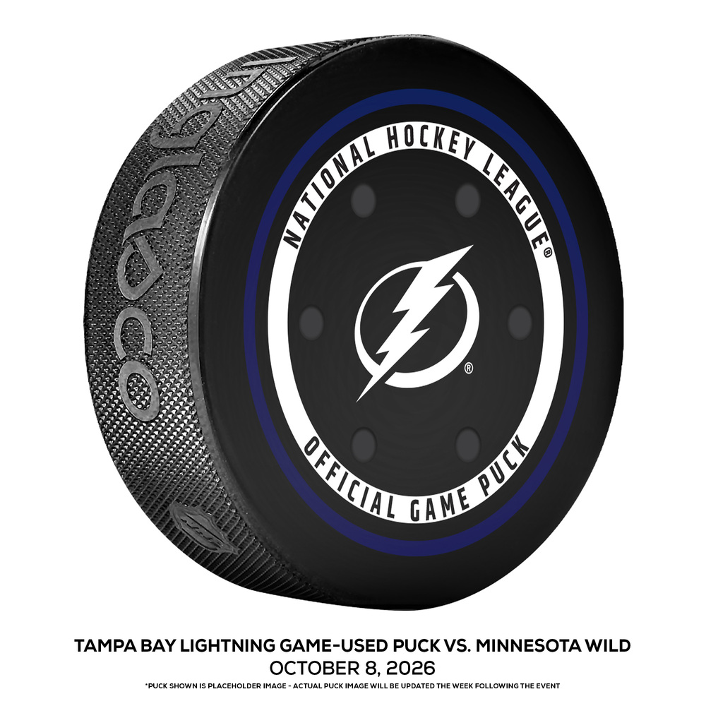 Tampa Bay Lightning Game-Used Puck vs. Minnesota Wild on October 8, 2026 - John Carlson (TBL) Scores 1st Two Goals With Lightning (Not Goal Puck)