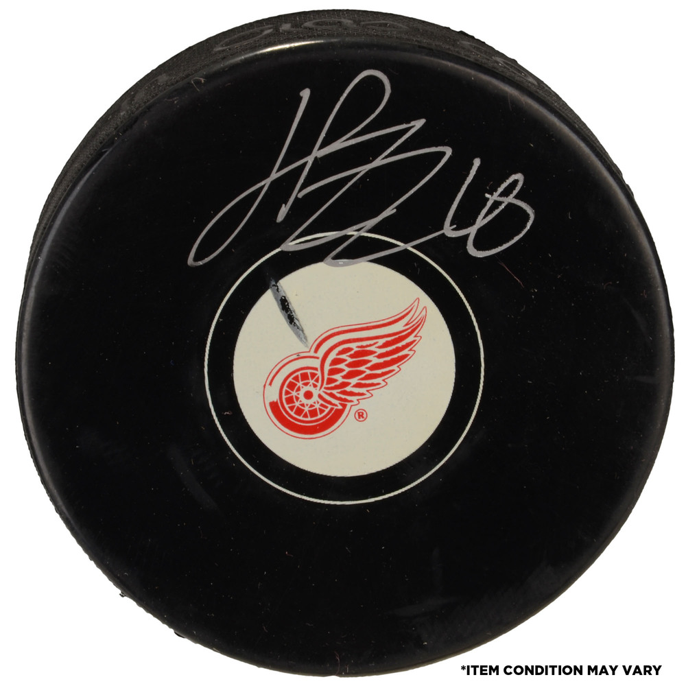 Henrik Zetterberg Detroit Red Wings Autographed Hockey Puck - Imperfect Condition