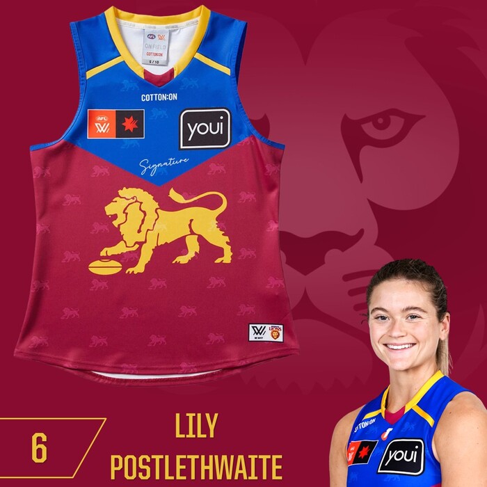 Lily Postlethwaite #6 Brisbane Lions 2025 AFLW Grand Final Match-Worn Guernsey