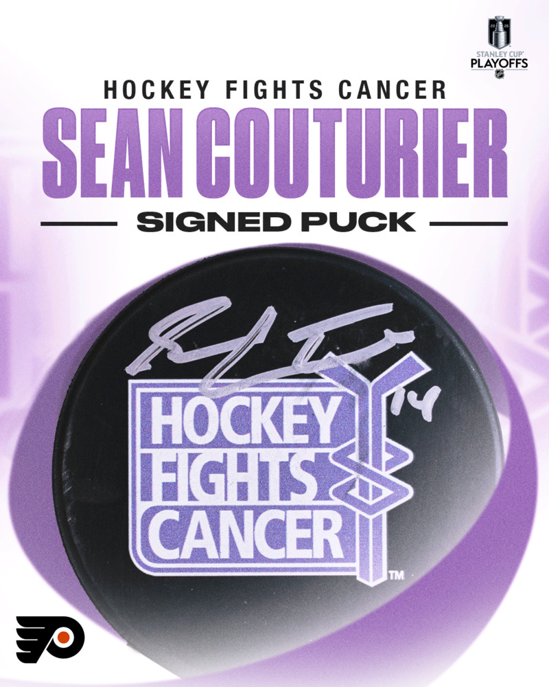 Sean Courturier Autographed Hockey Fights Cancer Puck - Philadelphia Flyers