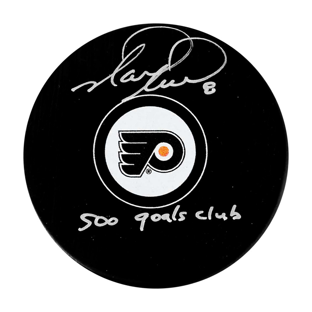 Mark Recchi Autographed Philadelphia Flyers Puck w/500 GOALS CLUB Inscription