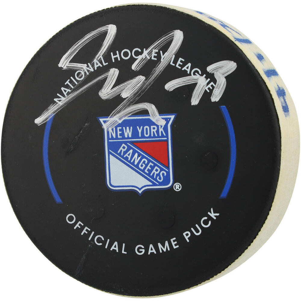 Matt Rempe New York Rangers Autographed Game-Used Puck vs. Pittsburgh Penguins on April 1, 2024