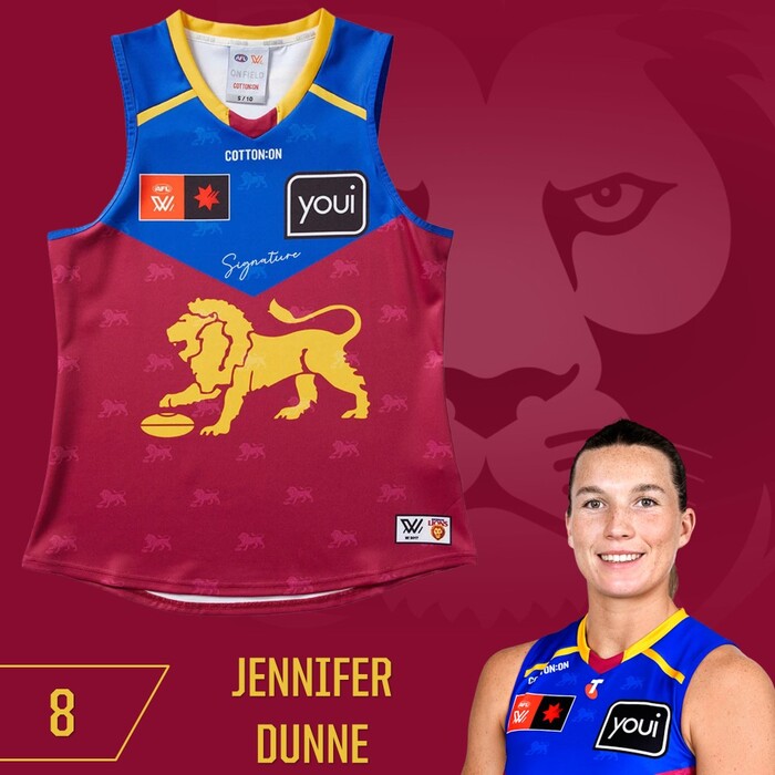 Jennifer Dunne #8 Brisbane Lions 2025 AFLW Grand Final Match-Worn Guernsey