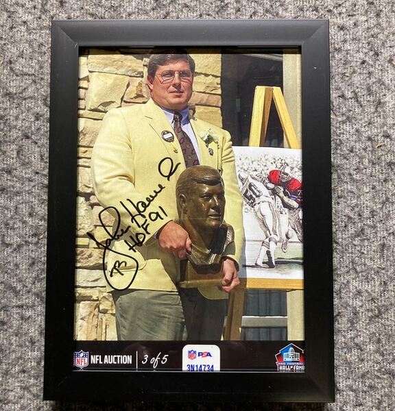 HOF - Patriots John Hannah NFL Auction Exclusive Signed 5x7 Framed Photo...