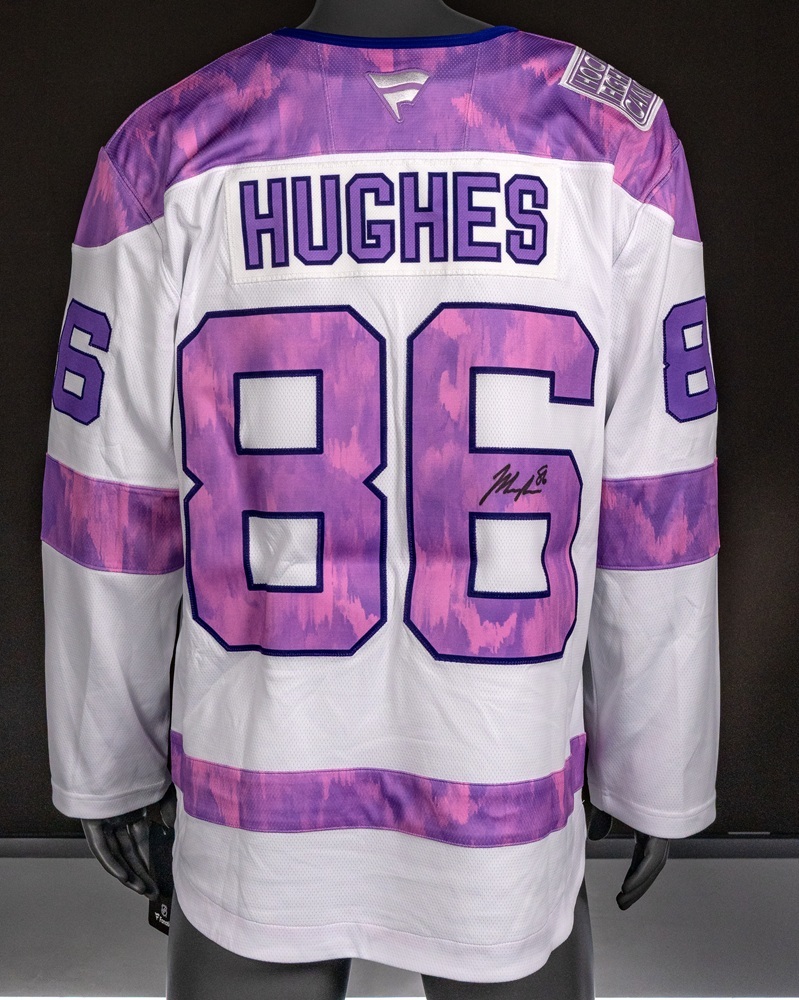 Jack Hughes Autographed Hockey Fights Cancer Jersey - New Jersey Devils