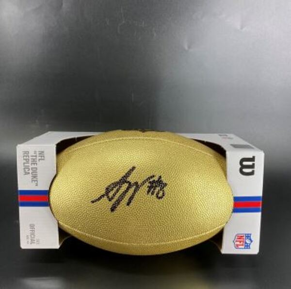 NFL - Giants Arvell Reese Signed Gold Composite Football