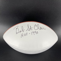 HOF - 49ers Bob St. Clair Signed Panel Ball With HOF 1990 Inscription