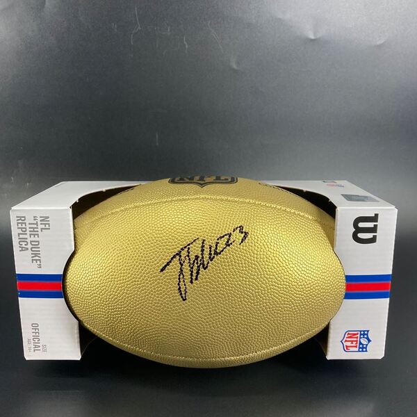 NFL - Cowboys Jaydon Blue Signed Gold Composite Football
