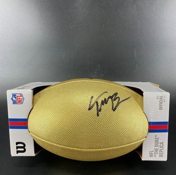 NFL - Cardinals Trey McBride Signed Gold Composite Football