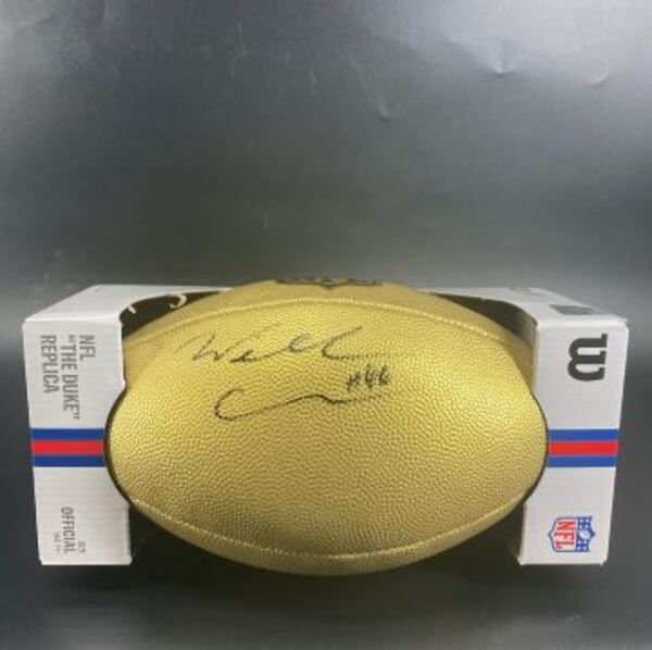 NFL - Patriots Will Campbell Signed Gold Composite Football